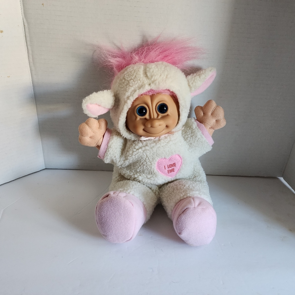 Vintage 1980s Official Russ Troll Doll in Removable Lamb Costume